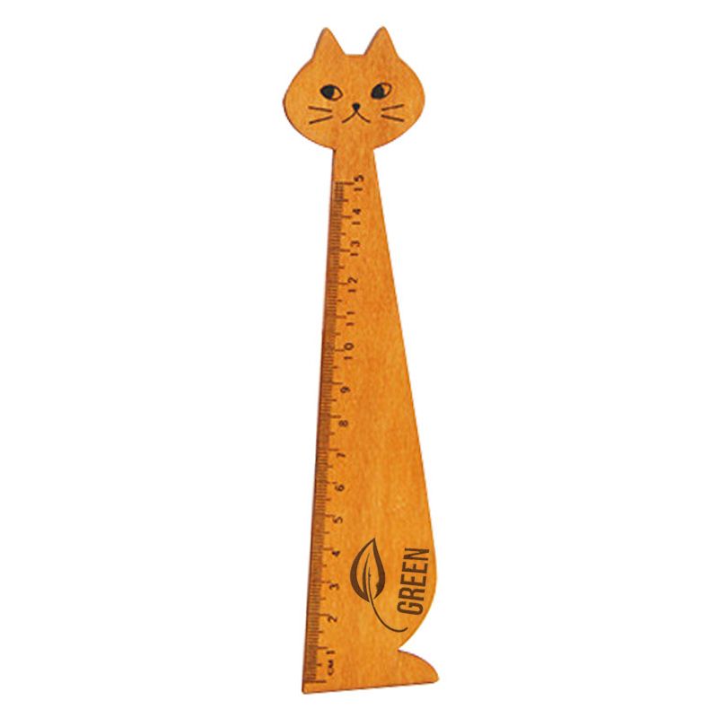 Régua de madeira personalizada em forma de gato infantil