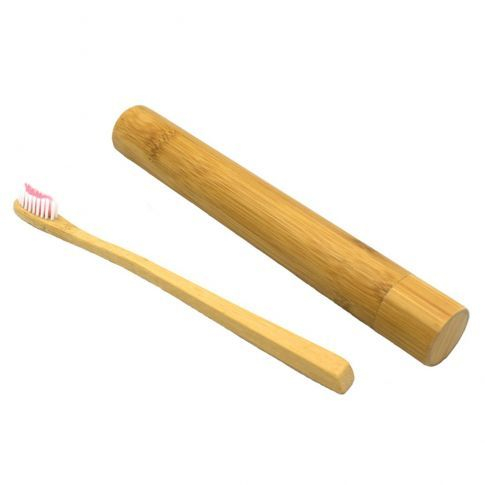 Escova de dentes de carvão de bambu personalizada para adultos com capa de suporte