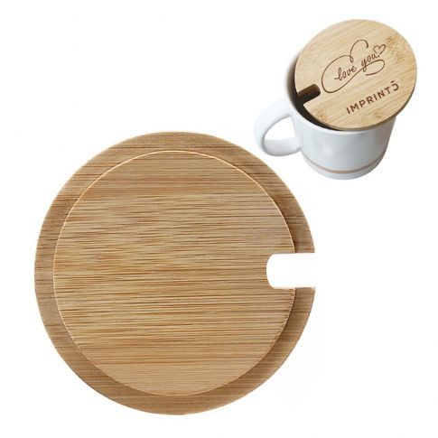 Tampa de caneca de café de bambu personalizada com orifício de colher