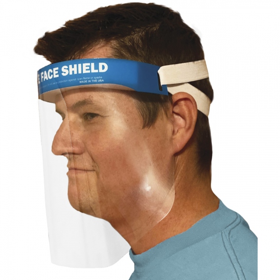 Protetor facial de plástico com bandas elásticas duplas - em branco