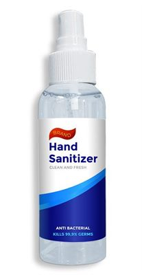 Frasco de spray desinfetante para mãos e superfícies de 100ml