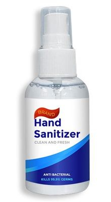 Frasco de spray desinfetante para mãos e superfícies de 50 ml