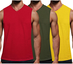 Tanques do exercício dos homens Tops de ginásio camiseta em v pescoço muscular muscular