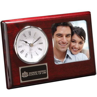 Relógio de mesa e porta-retratos com logotipo Rosewood - 3 "x 3 "