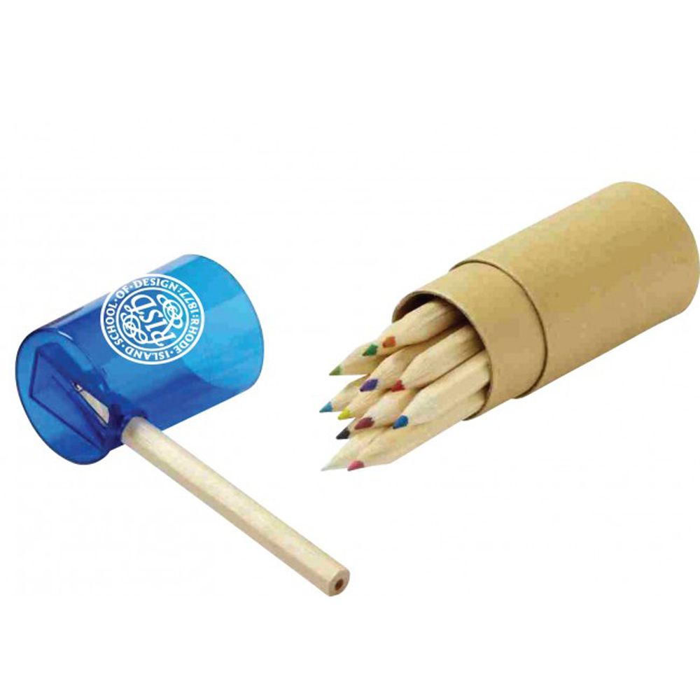 Conjunto de lápis colorido estampado em tubo com apontador