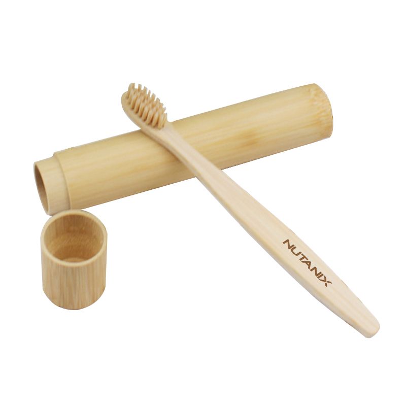 Escova de dentes de bambu ecológica personalizada para crianças com estojo
