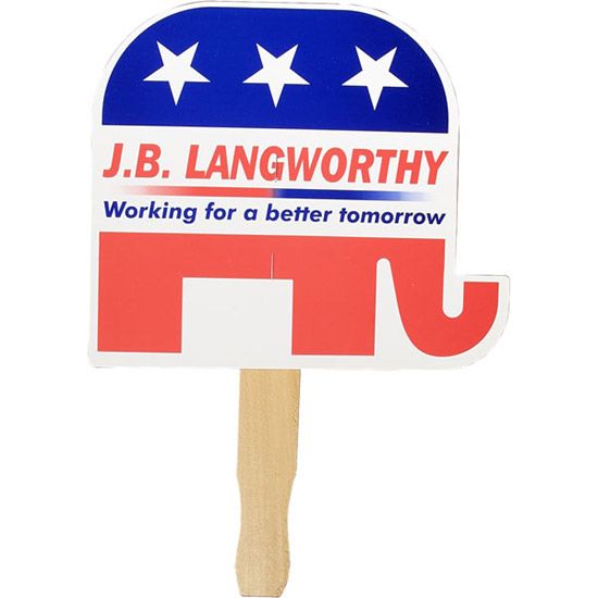 Leque de mão promocional em cores - elefante republicano